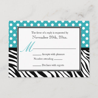 Polka Dot Turquoise & Zebra Print Reply Cards
