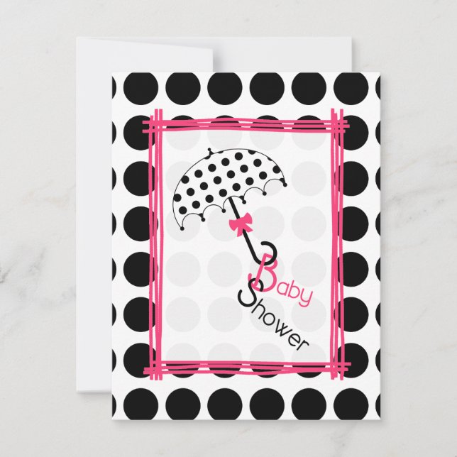 Polka Dot Umbrella Baby Shower Invitation (Front)