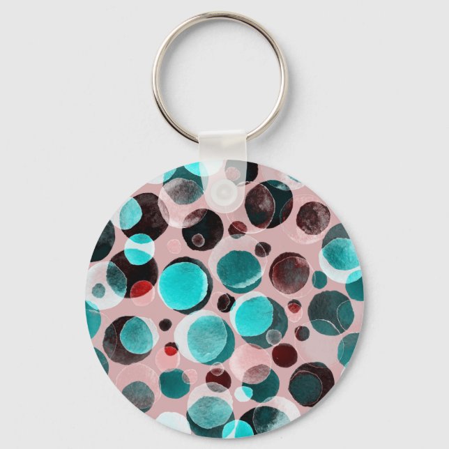 Polka dot watercolor, abstract pattern. key ring (Front)