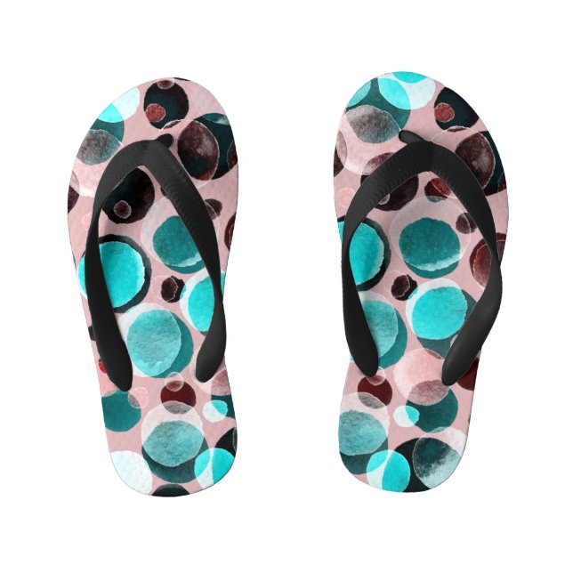 Polka dot watercolor, abstract pattern. kid's jandals (Footbed)