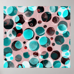 Polka dot watercolor, abstract pattern. poster