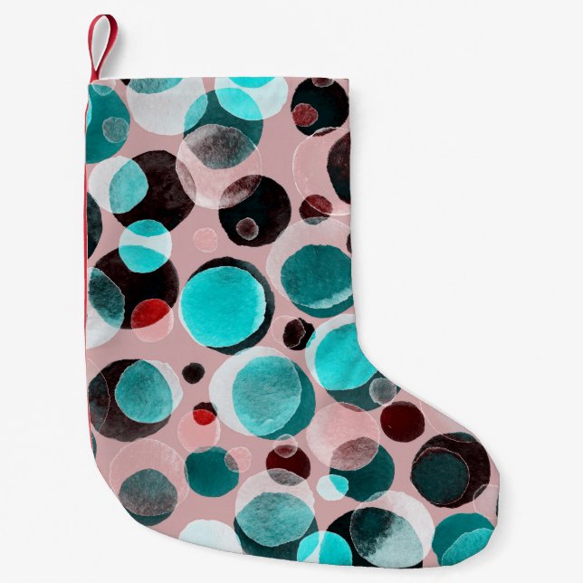Polka dot watercolor, abstract pattern. small christmas stocking (Front)