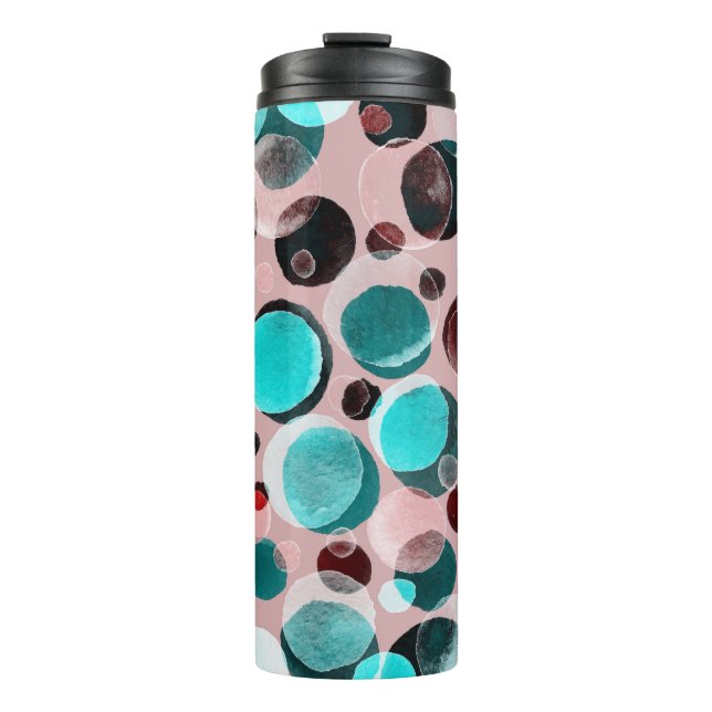 Polka dot watercolor, abstract pattern. thermal tumbler (Front)