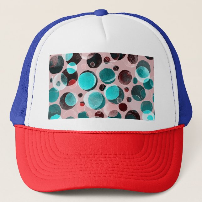Polka dot watercolor, abstract pattern. trucker hat (Front)