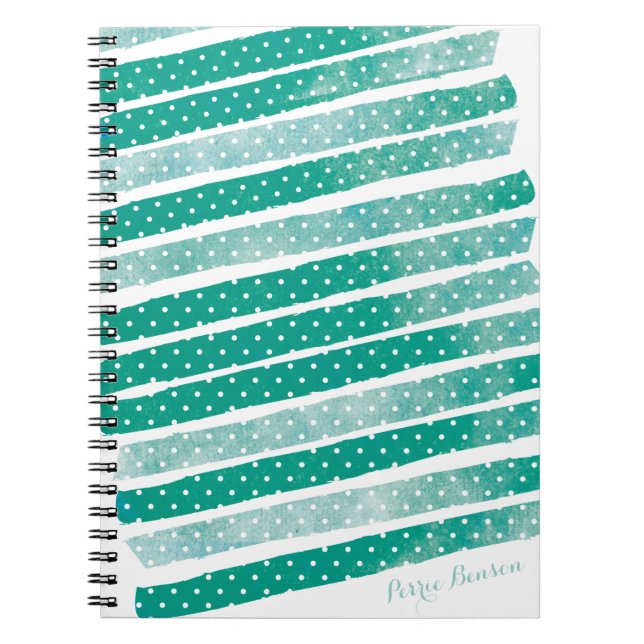 Polka Dot Watercolor Stripes Personalised Journal (Front)