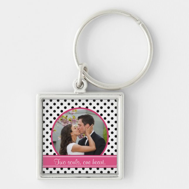 Polka Dot Wedding Photo Template Keychain (Front)