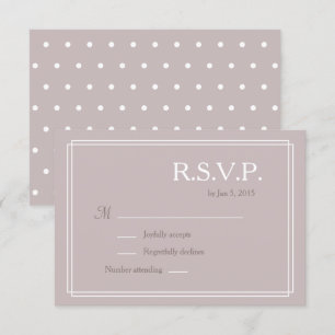 Polka dot white blush pink minimalist wedding RSVP Invitation