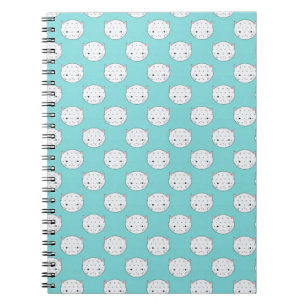 Polka Dot White Kitty Face over Teal Spiral Notebook