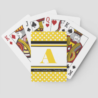 Polka Dot Yellow Personalised Playing Cards