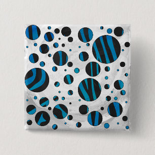 Polka Dot Zebra Black and Blue Pattern 15 Cm Square Badge