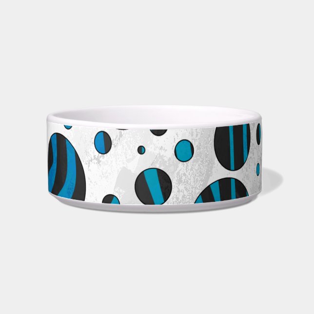 Polka Dot Zebra Black and Blue Pattern Bowl (Right)