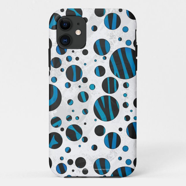 Polka Dot Zebra Black and Blue Pattern Case-Mate iPhone Case (Back)
