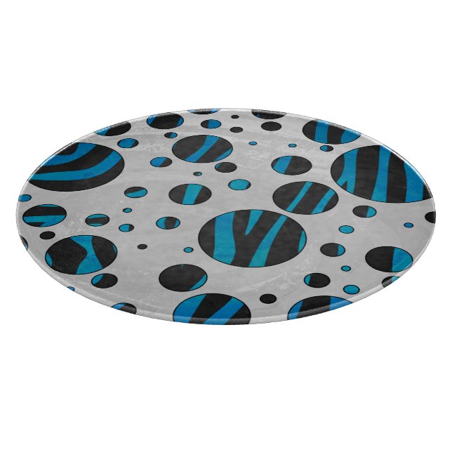 Polka Dot Zebra Black and Blue Pattern Cutting Board (Corner)
