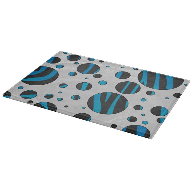 Polka Dot Zebra Black and Blue Pattern Cutting Board (Corner)