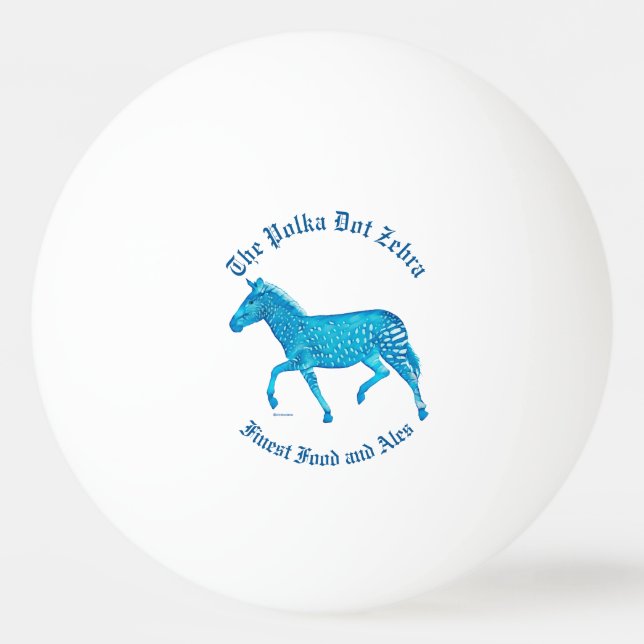 Polka Dot Zebra English Pub - Blue Ping Pong Ball (Front)