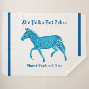Polka Dot Zebra English Pub - Blue Sherpa Blanket