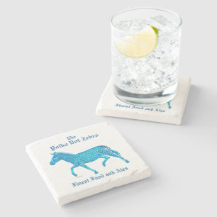 Polka Dot Zebra English Pub - Blue Stone Coaster