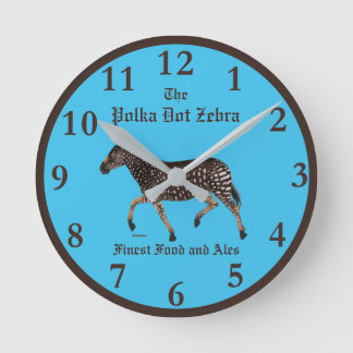 Polka Dot Zebra English Pub Round Clock