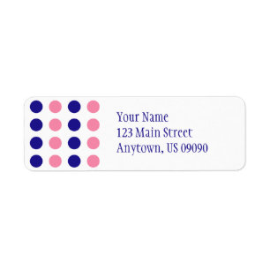 Polka Dots Address Label (Light Pink / Blue)