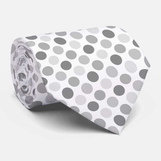 Polka dots, all shades of grey tie (Rolled)