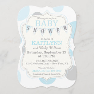 Polka-dots and Bunting Modern Baby Shower Invite
