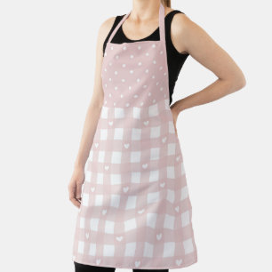 Polka Dots and Chequered Hearts Pattern Apron
