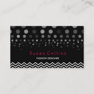Polka Dots and Chevron Black White Fashion Elegant Business Card