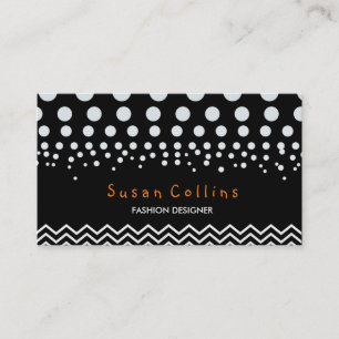 Polka Dots and Chevron Black White Fashion Elegant Business Card