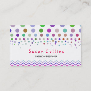 Polka Dots and Chevron Clean Fashion Elegant Business Card
