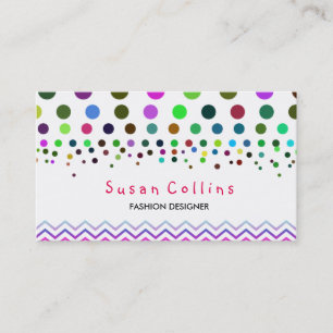 Polka Dots and Chevron Clean Fashion Elegant Business Card