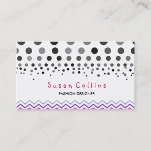 Polka Dots and Chevron Clean Fashion Elegant Business Card