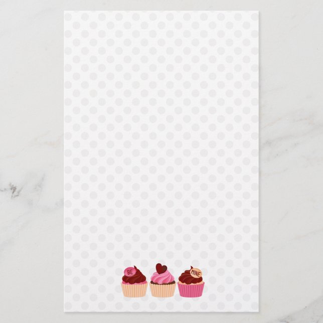 Polka Dots and Cupcakes Stationery (Front)