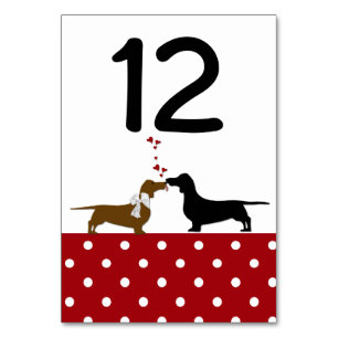 Polka Dots and Dachshunds Wedding Table Number
