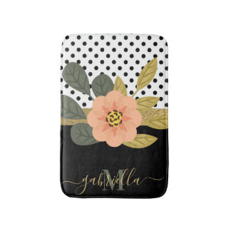 Polka Dots and Floral Bath Mat