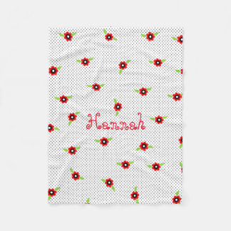 Polka Dots and Flowers Personalised Fleece Blanket