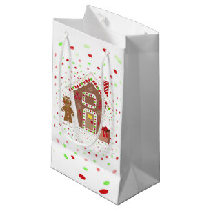 Polka Dots and Gingerbread House Small Gift Bag