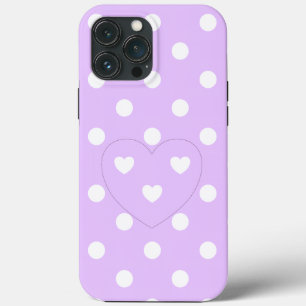 Polka Dots and Hearts 2 - Lavender - cute girly iPhone 13 Pro Max Case