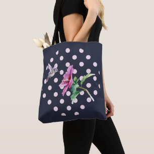 Polka Dots and Hummingbird Tote Bag