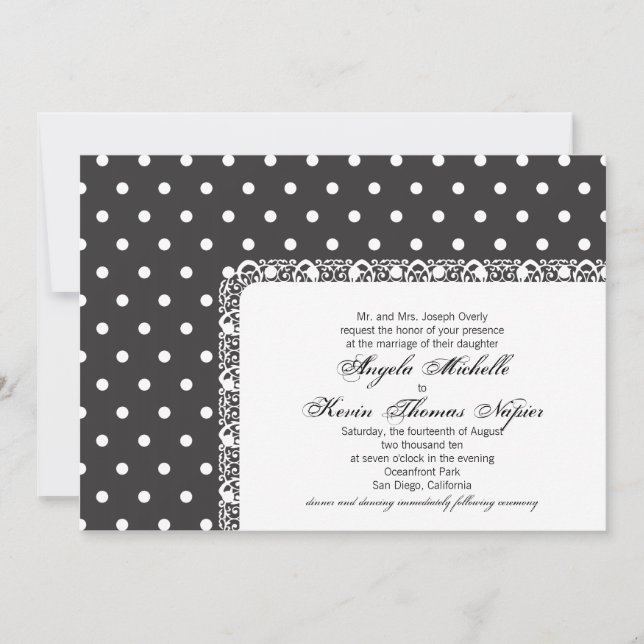 Polka Dots and Lace Wedding Invitation (Front)