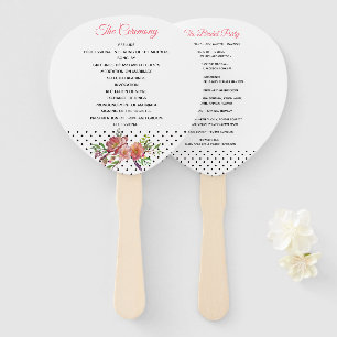 Polka Dots and Peonies Wedding Program Fan