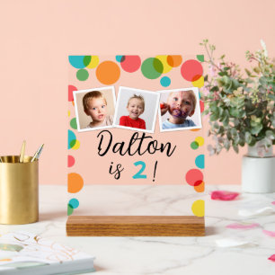Polka Dots and Photos Personalised Birthday Acrylic Sign