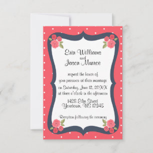Polka Dots and Roses Wedding Invitation