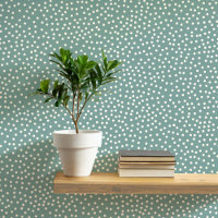 Polka Dots and Spots Cream on Sage Green