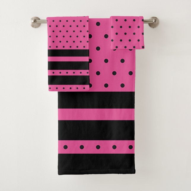 Polka Dots and Stripes Bath Towel Set (Insitu)
