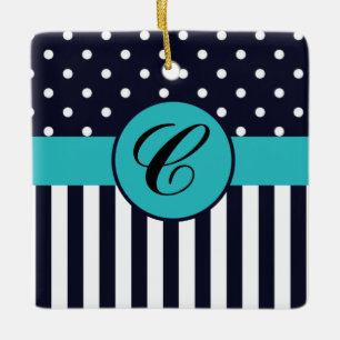 Polka Dots and Stripes Ceramic Ornament