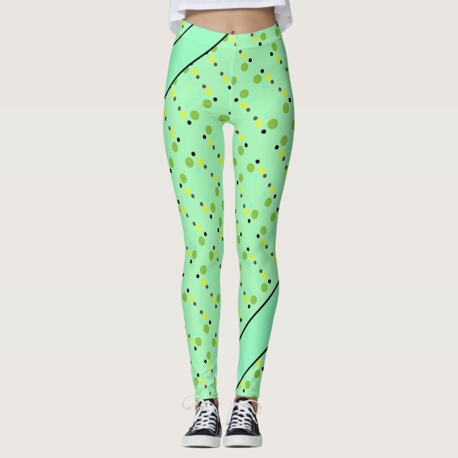 Polka Dots And Stripes Leggings (Front)