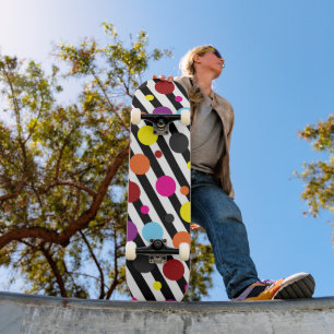 Polka Dots And Stripes Skateboard