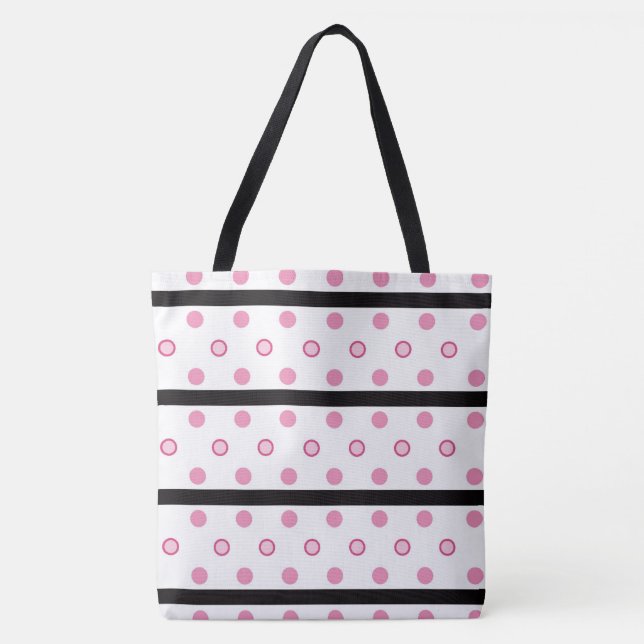 Polka Dots and Stripes Tote Bag (Front)