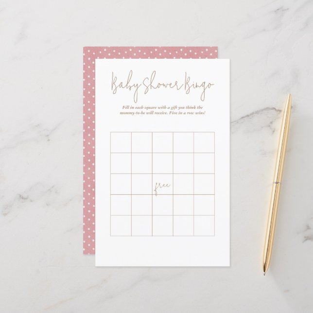 Polka Dots Baby Bear Bingo Baby Shower Game (Front/Back In Situ)