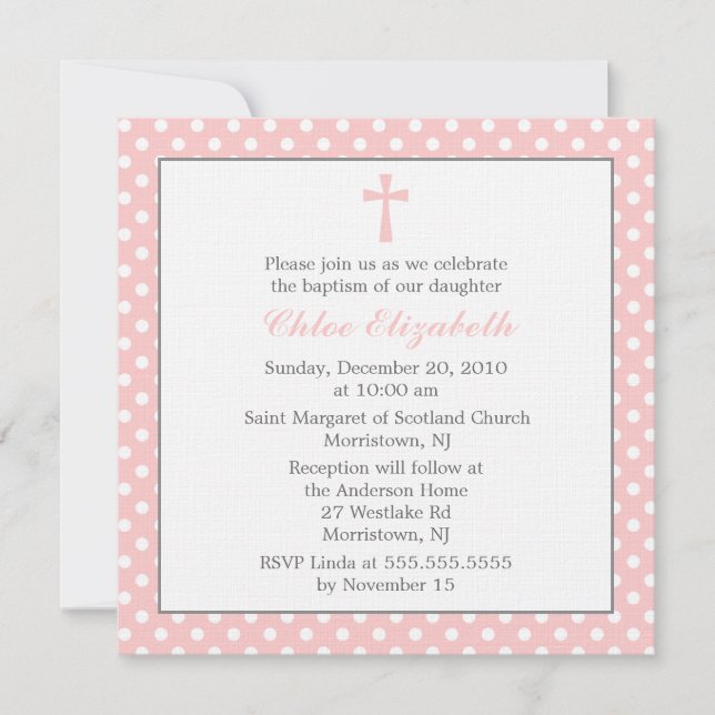 Polka Dots Baptism Invitations (Front)